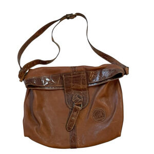 Earthbags Pebbled Leather Brown Handbag Fred Salerno Italian Made In Italy